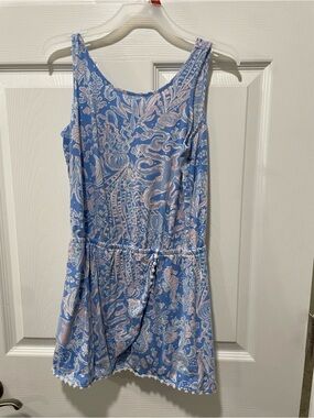 Lilly Pulitzer One-Shoulder Blue & Pink Paisley Dress